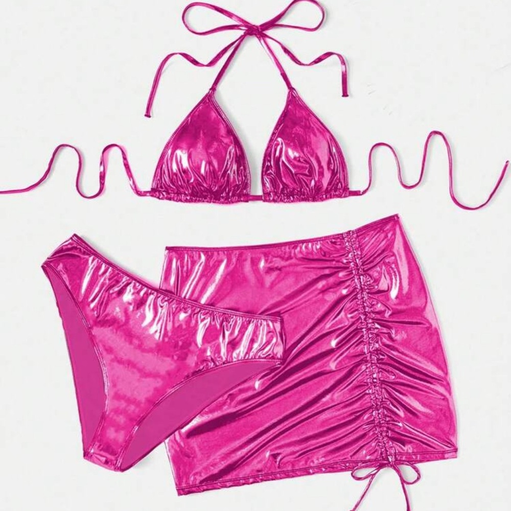 SHEIN Shiny Pink Bikini Set